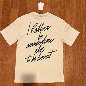 H&M Men's Beige I’d Rather Be Somewhere Else Short Sleeve Tee